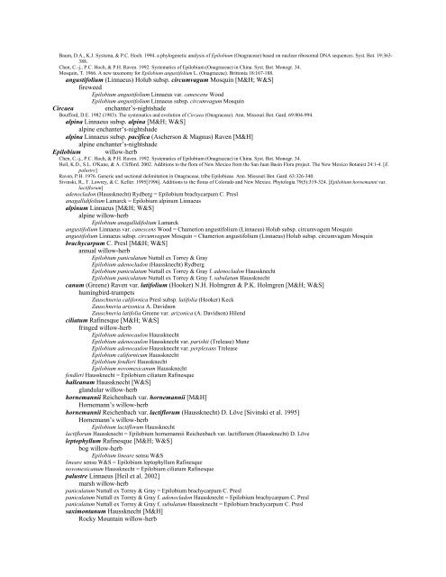 A Working Index of New Mexico Vascular Plant Names