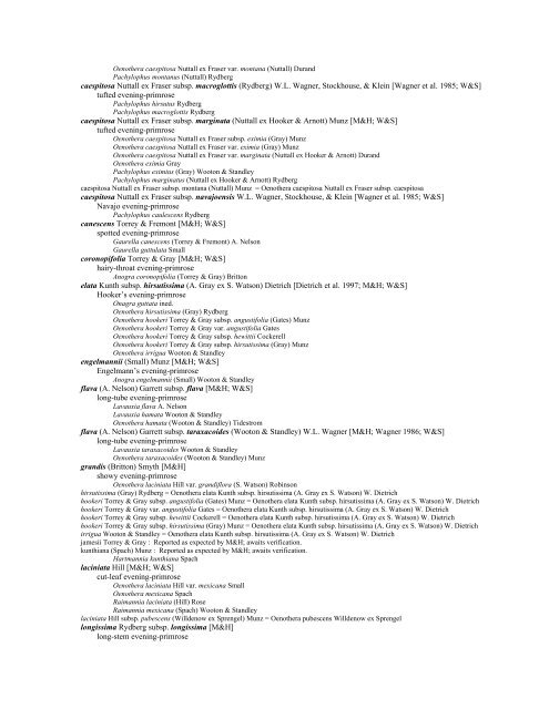 A Working Index of New Mexico Vascular Plant Names