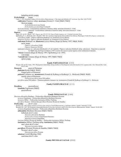 A Working Index of New Mexico Vascular Plant Names