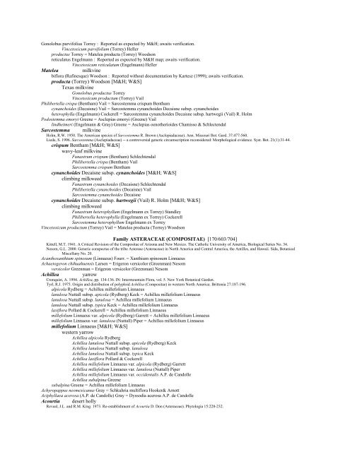 A Working Index of New Mexico Vascular Plant Names