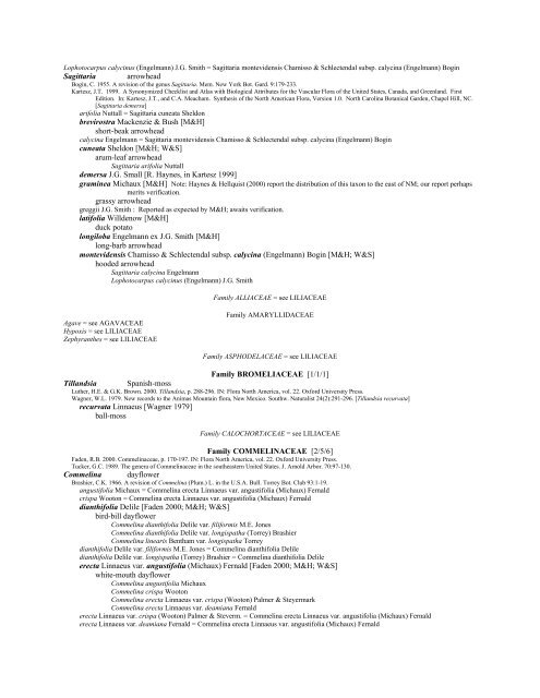 A Working Index of New Mexico Vascular Plant Names