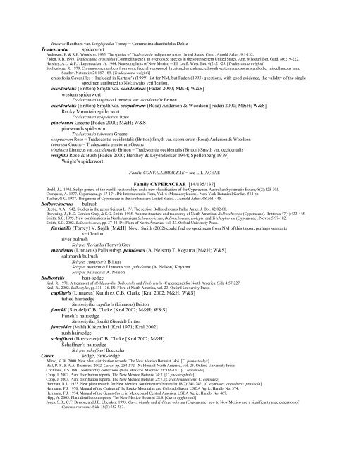 A Working Index of New Mexico Vascular Plant Names