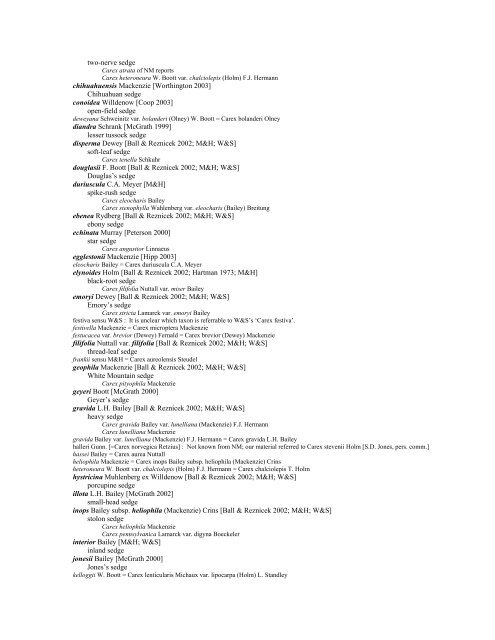 A Working Index of New Mexico Vascular Plant Names