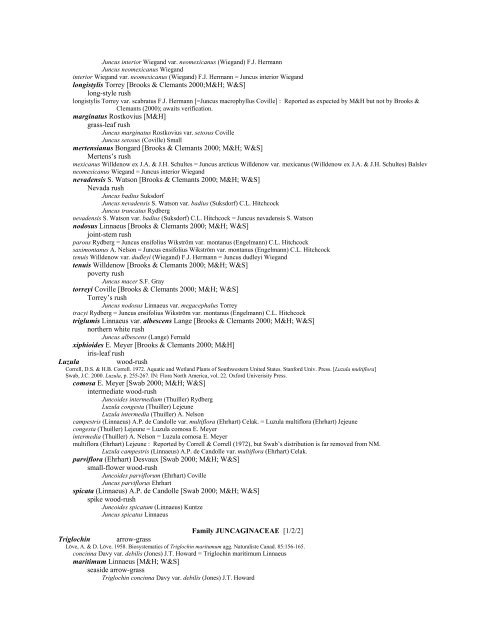 A Working Index of New Mexico Vascular Plant Names