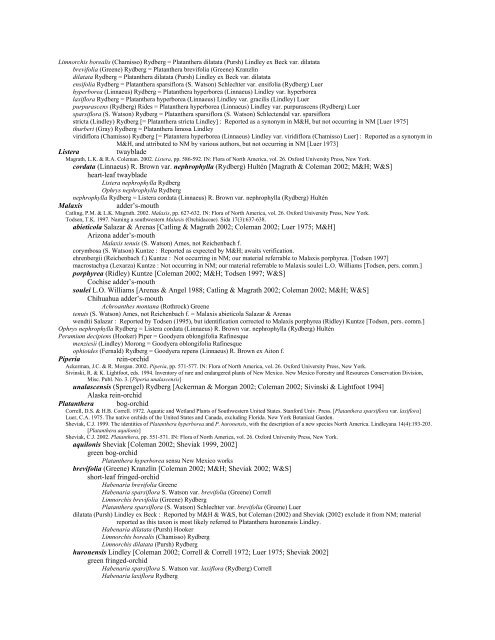 A Working Index of New Mexico Vascular Plant Names