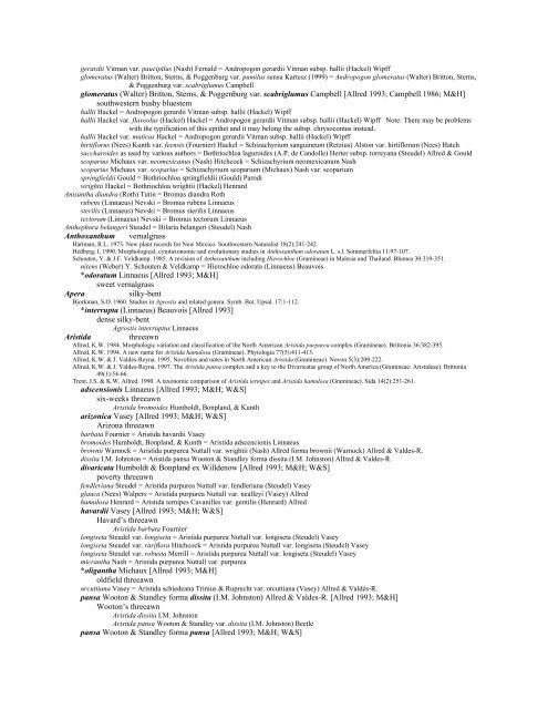 A Working Index of New Mexico Vascular Plant Names