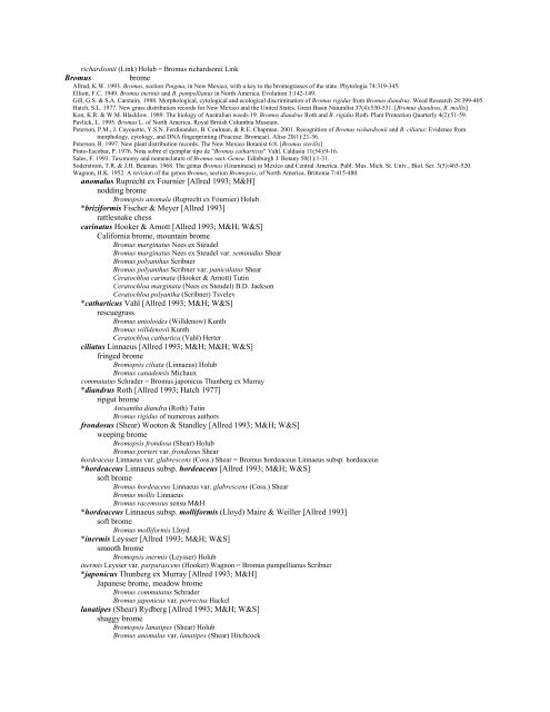 A Working Index of New Mexico Vascular Plant Names