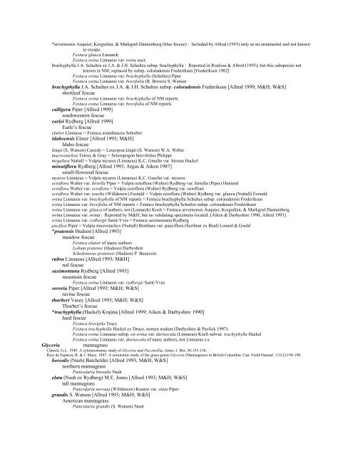 A Working Index of New Mexico Vascular Plant Names