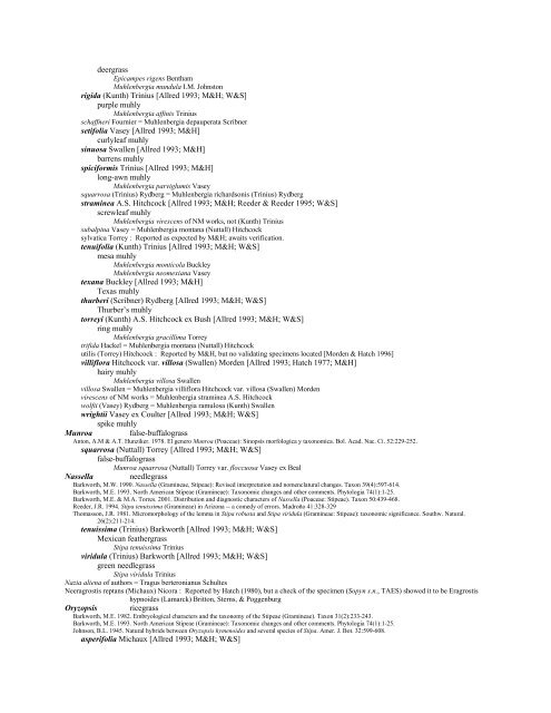 A Working Index of New Mexico Vascular Plant Names