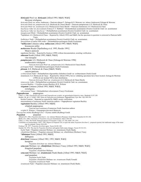 A Working Index of New Mexico Vascular Plant Names