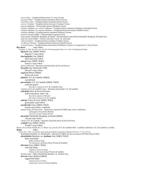 A Working Index of New Mexico Vascular Plant Names