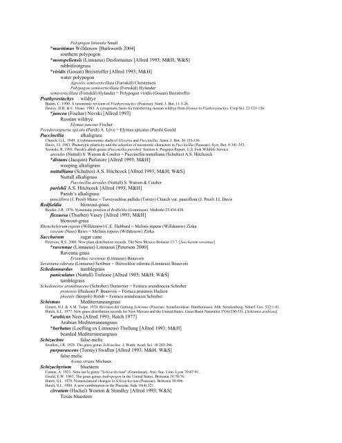 A Working Index of New Mexico Vascular Plant Names