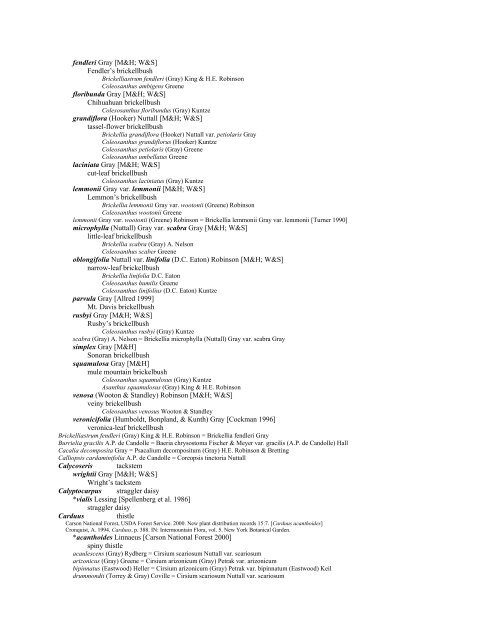 A Working Index of New Mexico Vascular Plant Names