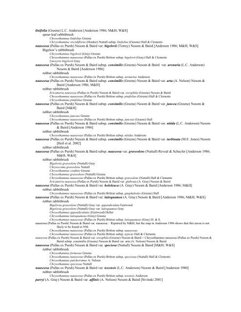 A Working Index of New Mexico Vascular Plant Names