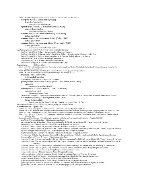 A Working Index of New Mexico Vascular Plant Names