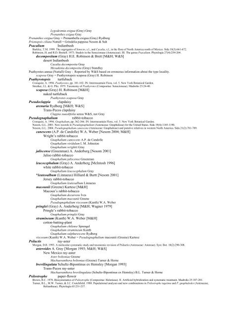 A Working Index of New Mexico Vascular Plant Names