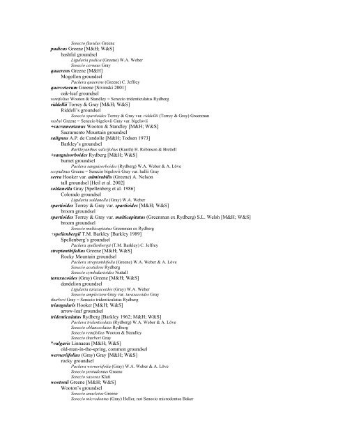 A Working Index of New Mexico Vascular Plant Names