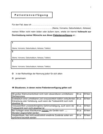 Muster Patientenverfügung