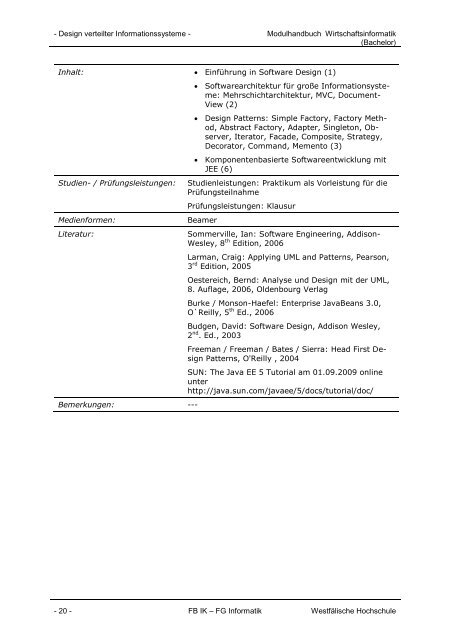 MODULHANDBUCH Wirtschaftsinformatik - WestfÃ¤lische Hochschule