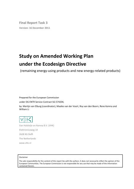 Final Report Task 3 Study On Amended Ecodesign Working Plan Final Report Task 3 Study On Amended Ecodesign Working Plan