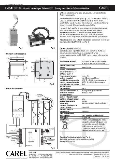 EVBAT00100 Modulo batteria per EVD0000000 / Battery module for ...