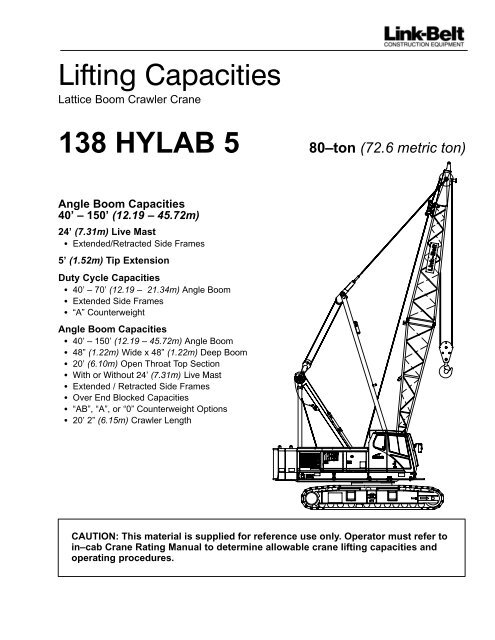 138 HYLAB 5 80–ton - Link-Belt Construction Equipment