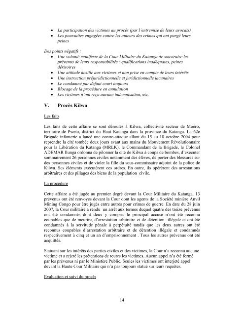 Recommandations de l'atelier sur l'Ã©valuation de la justice militaire ...