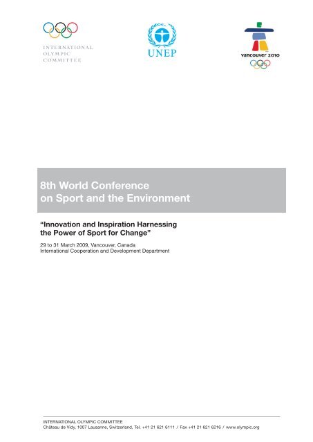 8th WORLD CONFERENCE ON SPORT AND THE ENVIRONMENT