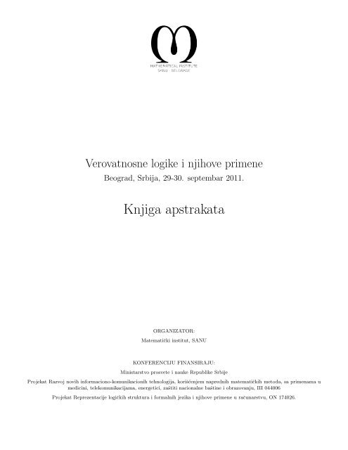 Knjiga apstrakata - Mathematical Institute of the Serbian Academy of ...