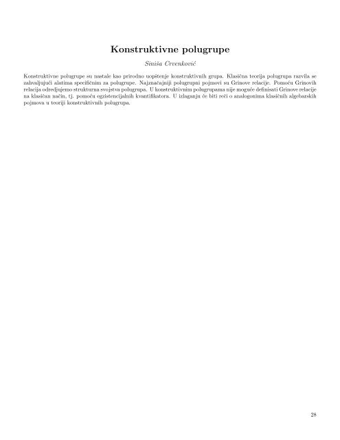 Knjiga apstrakata - Mathematical Institute of the Serbian Academy of ...