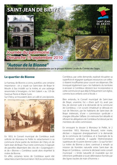 Balade patrimoniale 2010 : &quot;Autour de la Bionne&quot; (pdf - 1,97 Mo)