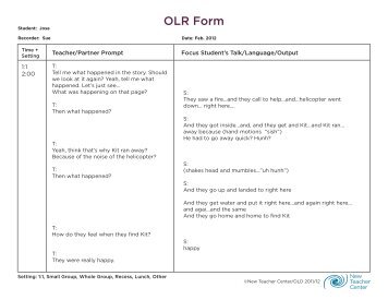 OLR Form - Oral Language Development - New Teacher Center