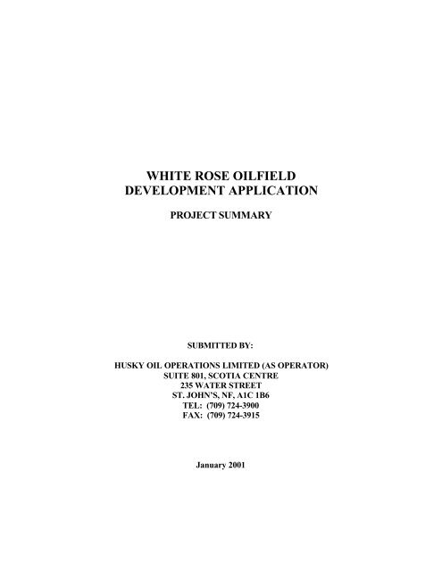 white rose oilfield development application - Husky Energy