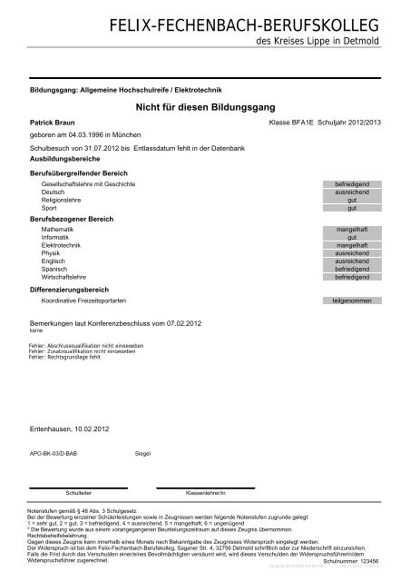 FELIX-FECHENBACH-BERUFSKOLLEG - SVWS-NRW