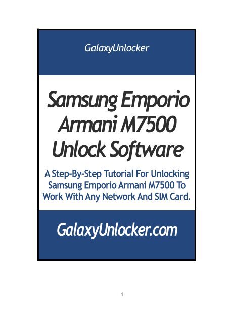 Samsung Emporio Armani M7500 Unlock Software - GalaxyUnlocker