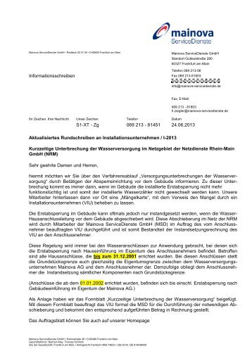 VIU-Rundschreiben 06/2013 - Die Mainova ServiceDienste GmbH