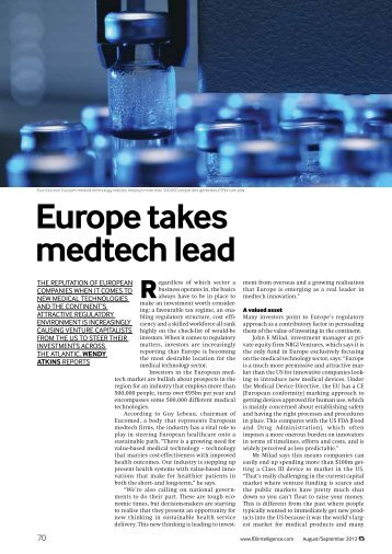 Financial Times - Europe takes medtech lead - Eucomed