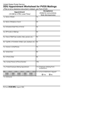 PS 8125WS, DDU Appointment Worksheet for ... - NALC Branch 78
