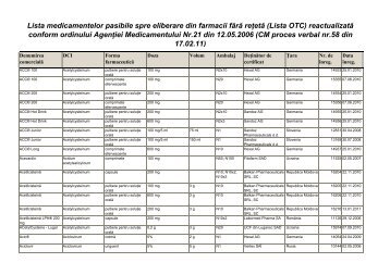 Lista medicamentelor pasibile spre eliberare din farmacii fÄƒrÄƒ reÅ£etÄƒ ...