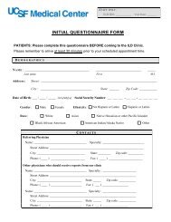 INITIAL QUESTIONNAIRE FORM - UCSF Medical Center