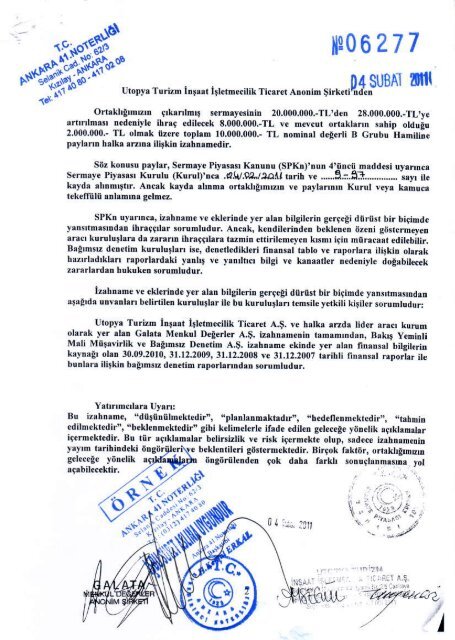 Utopya A.Åž. Halka Arz Ä°zahnamesi