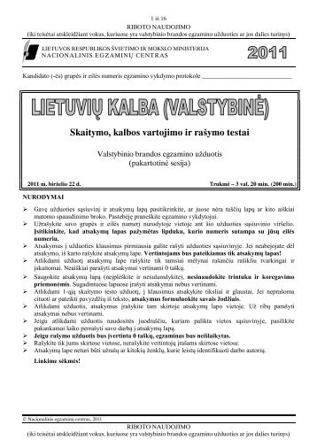 Valstybinio brandos egzamino uÅ¾duotis - Nacionalinis egzaminÅ³ ...
