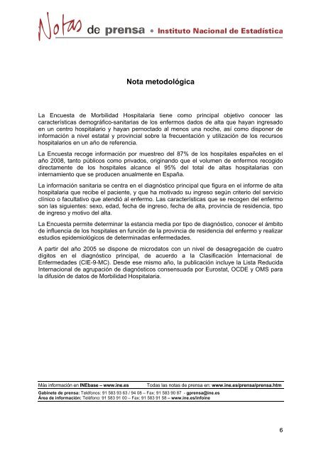 Encuesta de morbilidad hospitalaria. AÃ±o 2008 - Instituto Nacional ...