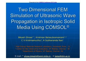 Two Dimensional FEM Simulation of Ultrasonic ... - COMSOL.com