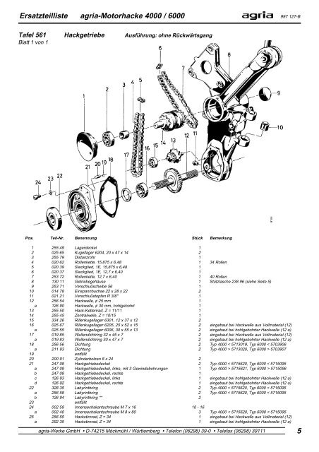 Ersatzteilliste agriaÂ®-Motorhacke und ... - motoruf.com