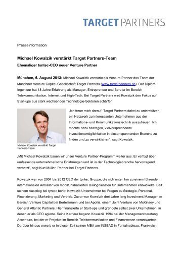 Michael Kowalzik verstÃ¤rkt Target Partners-Team - Sprachperlen ...