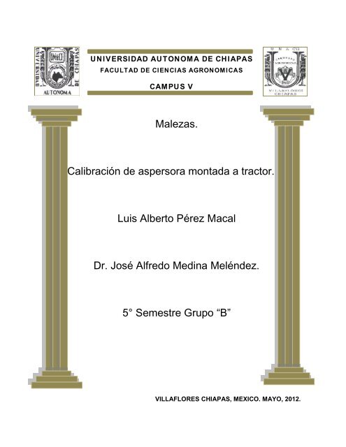 reporte de calibraciÃ³n de aspersora montada a tractor - Universidad ...