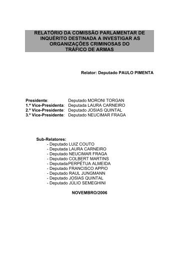 Ãntegra do relatÃ³rio final da CPI do TrÃ¡fico de Armas