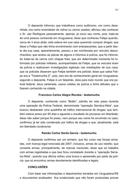 Ãntegra do relatÃ³rio final da CPI do TrÃ¡fico de Armas