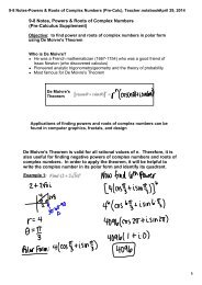 9-8 Notes-Powers & Roots of Complex Numbers (Pre-Calc ...